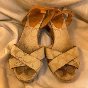 Coach leather detail espadrilles iconic logo wedge